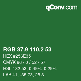 カラーコード: RGB 37.9 110.2 53 | qconv.com