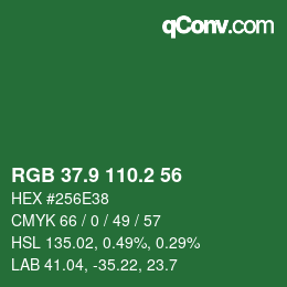 カラーコード: RGB 37.9 110.2 56 | qconv.com