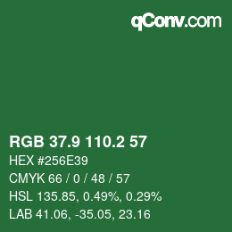 カラーコード: RGB 37.9 110.2 57 | qconv.com