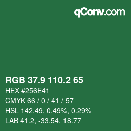 カラーコード: RGB 37.9 110.2 65 | qconv.com