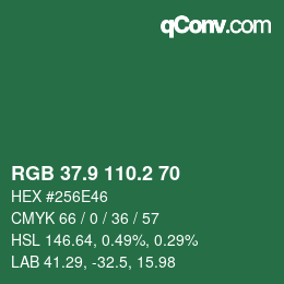 カラーコード: RGB 37.9 110.2 70 | qconv.com