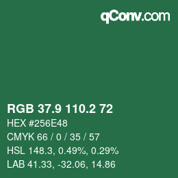 カラーコード: RGB 37.9 110.2 72 | qconv.com