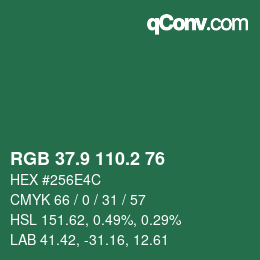 カラーコード: RGB 37.9 110.2 76 | qconv.com