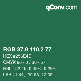 カラーコード: RGB 37.9 110.2 77 | qconv.com