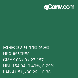カラーコード: RGB 37.9 110.2 80 | qconv.com