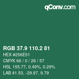 カラーコード: RGB 37.9 110.2 81 | qconv.com