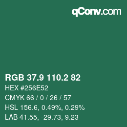 カラーコード: RGB 37.9 110.2 82 | qconv.com