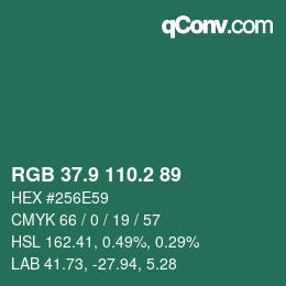 カラーコード: RGB 37.9 110.2 89 | qconv.com