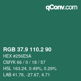 カラーコード: RGB 37.9 110.2 90 | qconv.com