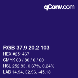 カラーコード: RGB 37.9 20.2 103 | qconv.com