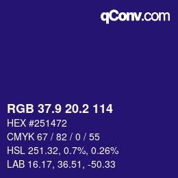 カラーコード: RGB 37.9 20.2 114 | qconv.com