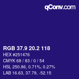 カラーコード: RGB 37.9 20.2 118 | qconv.com