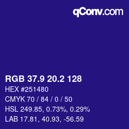 カラーコード: RGB 37.9 20.2 128 | qconv.com