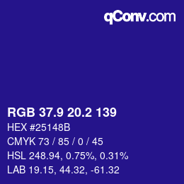 カラーコード: RGB 37.9 20.2 139 | qconv.com