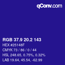 カラーコード: RGB 37.9 20.2 143 | qconv.com