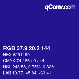カラーコード: RGB 37.9 20.2 144 | qconv.com