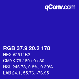 カラーコード: RGB 37.9 20.2 178 | qconv.com