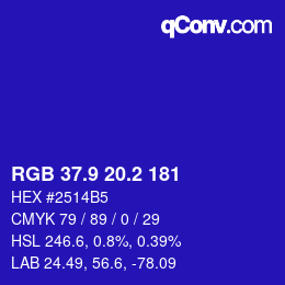 カラーコード: RGB 37.9 20.2 181 | qconv.com