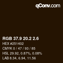 カラーコード: RGB 37.9 20.2 2.6 | qconv.com