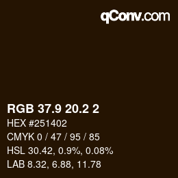 カラーコード: RGB 37.9 20.2 2 | qconv.com