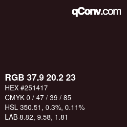 カラーコード: RGB 37.9 20.2 23 | qconv.com