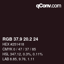 Color code: RGB 37.9 20.2 24 | qconv.com