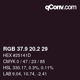 カラーコード: RGB 37.9 20.2 29 | qconv.com