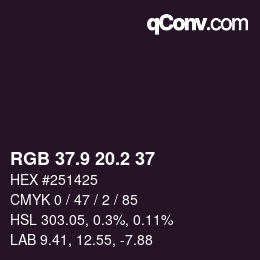 カラーコード: RGB 37.9 20.2 37 | qconv.com