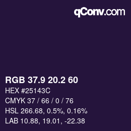 カラーコード: RGB 37.9 20.2 60 | qconv.com