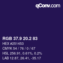 カラーコード: RGB 37.9 20.2 83 | qconv.com