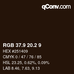 Color code: RGB 37.9 20.2 9 | qconv.com