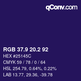カラーコード: RGB 37.9 20.2 92 | qconv.com
