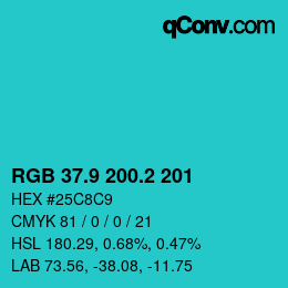カラーコード: RGB 37.9 200.2 201 | qconv.com