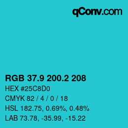 カラーコード: RGB 37.9 200.2 208 | qconv.com