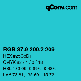 カラーコード: RGB 37.9 200.2 209 | qconv.com