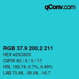カラーコード: RGB 37.9 200.2 211 | qconv.com