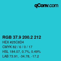 カラーコード: RGB 37.9 200.2 212 | qconv.com