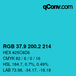 カラーコード: RGB 37.9 200.2 214 | qconv.com
