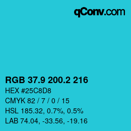 カラーコード: RGB 37.9 200.2 216 | qconv.com