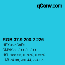 カラーコード: RGB 37.9 200.2 226 | qconv.com