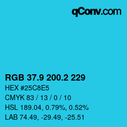 カラーコード: RGB 37.9 200.2 229 | qconv.com