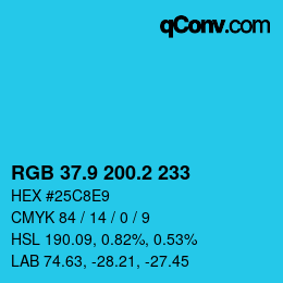 カラーコード: RGB 37.9 200.2 233 | qconv.com