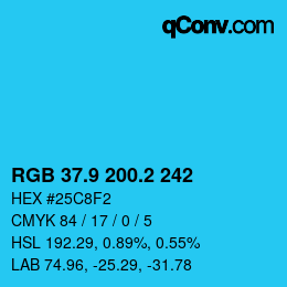 カラーコード: RGB 37.9 200.2 242 | qconv.com