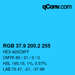 カラーコード: RGB 37.9 200.2 255 | qconv.com