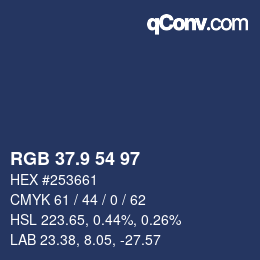 Color code: RGB 37.9 54 97 | qconv.com