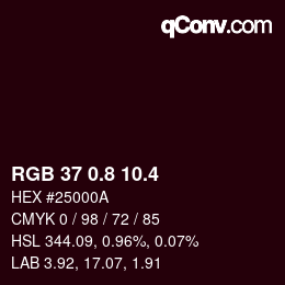 カラーコード: RGB 37 0.8 10.4 | qconv.com