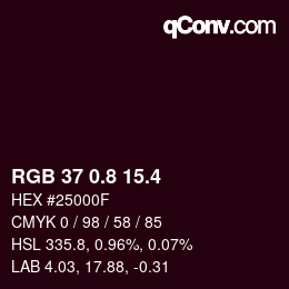 カラーコード: RGB 37 0.8 15.4 | qconv.com