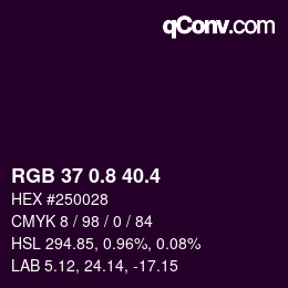 カラーコード: RGB 37 0.8 40.4 | qconv.com