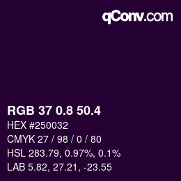 カラーコード: RGB 37 0.8 50.4 | qconv.com