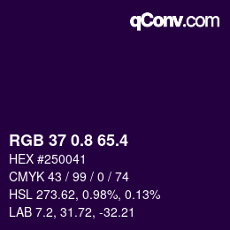 カラーコード: RGB 37 0.8 65.4 | qconv.com